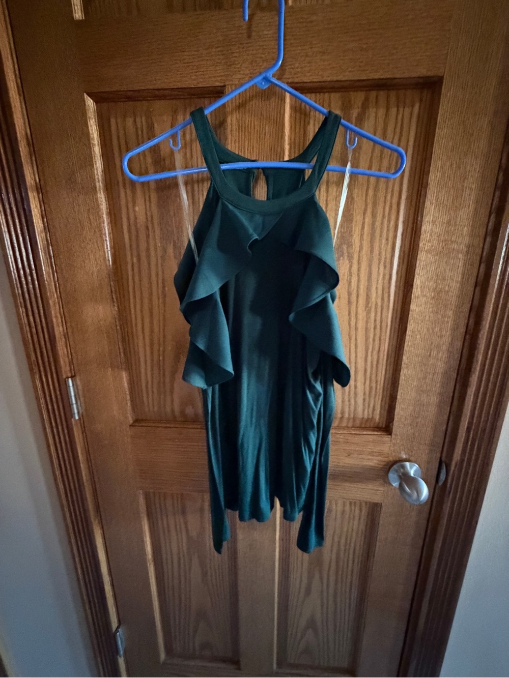 INC International Concepts NWT Hunter Green Ruffle Cold Shoulder Top xl